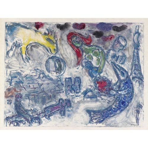 Marc Chagall, Paysage Au Poisson Bleu Marc Chagall, Paysage Au Poisson Bleu