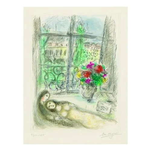 Marc Chagall Quai Des Celestins Sürrealizm Marc Chagall Quai Des Celestins Sürrealizm Sanat Akımları Kanvas Efektli Tablo, Resim Kağıdı Baskısı, Reprodüksiyon ve