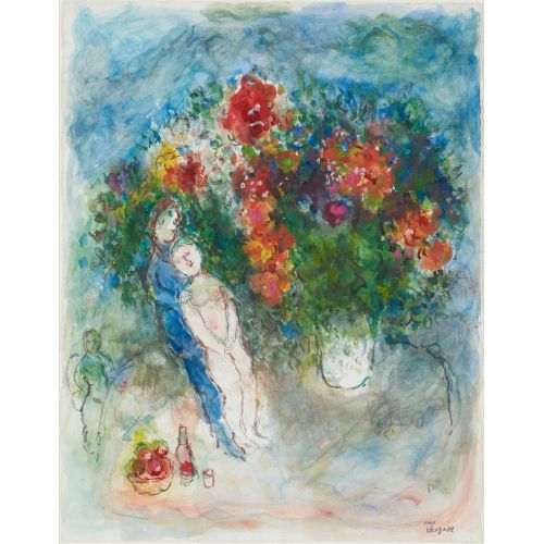 Marc Chagall, Repos Au Bouquet De Fleurs Marc Chagall, Repos Au Bouquet De Fleurs