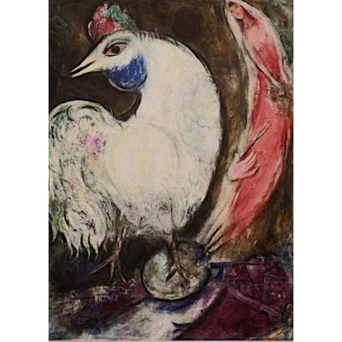Marc Chagall Horoz Sürrealizm Marc Chagall Horoz Sürrealizm Sanat Akımları Kanvas Efektli Tablo, Resim Kağıdı Baskısı, Reprodüksiyon ve Yüksek