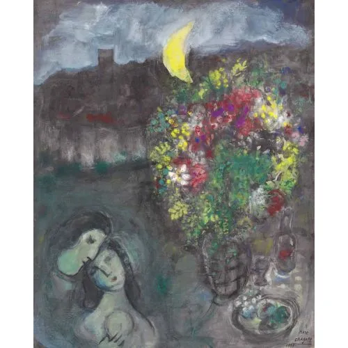 Marc Chagall Vence Akşamı Sürrealizm Marc Chagall Vence Akşamı Sürrealizm Sanat Akımları Kanvas Efektli Tablo, Resim Kağıdı Baskısı, Reprodüksiyon ve
