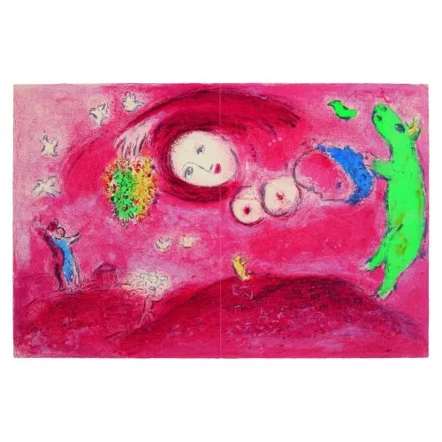 Marc Chagall Çayırda Bahar Sürrealizm Sanat Akımları Kanvas Efektli Tablo, Resim Kağıdı Baskısı, Reprodüksiyon ve