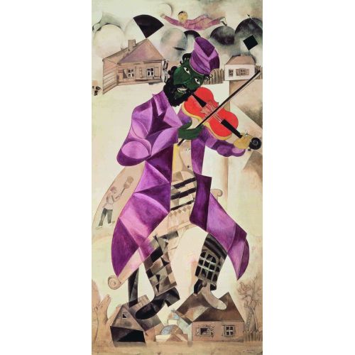 Marc Chagall The Green Violinist On The Roof Surrealism Art Movements Canvas, Drawing Paper Prints, Reproduction Oil Painting and