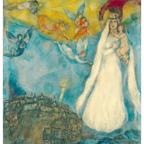 Marc Chagall, The Madonna Of The Village Surrealism Marc Chagall The Madonna Of The Village Surrealism Art Movements Canvas, Drawing Paper Prints, Reproduction Oil Painting and High