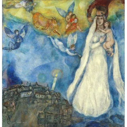 Marc Chagall Bakire Köyü Sürrealizm Marc Chagall Bakire Köyü Sürrealizm Sanat Akımları Kanvas Efektli Tablo, Resim Kağıdı Baskısı, Reprodüksiyon ve