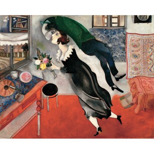Marc Chagall Birthday Surrealism Art Movements Canvas, Drawing Paper Prints, Reproduction Oil Painting and High Resolution Image