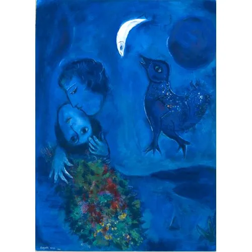 Marc Chagall Mavi Manzara Sürrealizm Marc Chagall Mavi Manzara Sürrealizm Sanat Akımları Kanvas Efektli Tablo, Resim Kağıdı Baskısı, Reprodüksiyon ve Yüksek