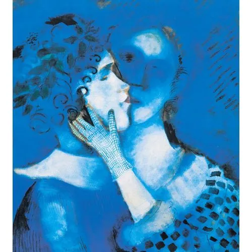 Marc Chagall, Blue Lovers Surrealism Marc Chagall Blue Lovers Surrealism Art Movements Canvas, Drawing Paper Prints, Reproduction Oil Painting and High Resolution