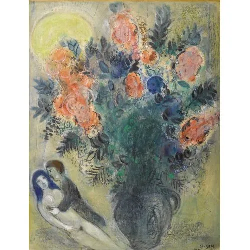 Marc Chagall, Bouquet Surrealism Marc Chagall Bouquet Surrealism Art Movements Canvas, Drawing Paper Prints, Reproduction Oil Painting and High Resolution Image