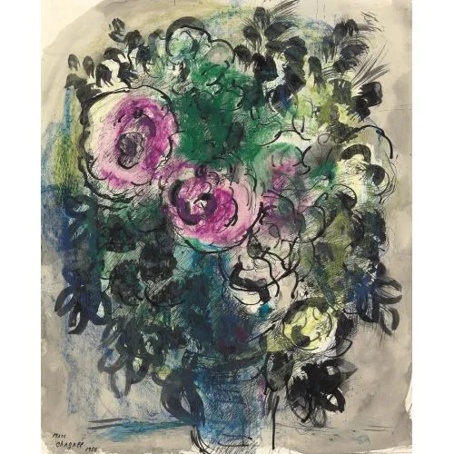 Marc Chagall BouquetIII Surrealism Art Movements Canvas, Drawing Paper Prints, Reproduction Oil Painting and High Resolution