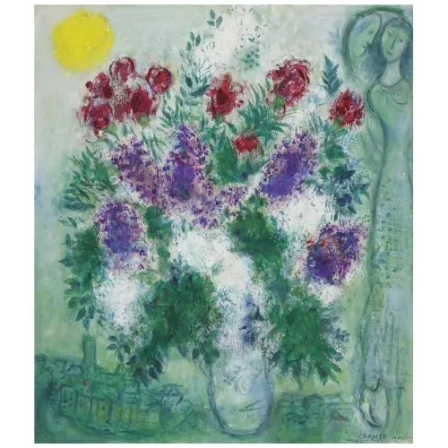 Marc Chagall Buket Iv Sürrealizm Marc Chagall Buket Iv Sürrealizm Sanat Akımları Kanvas Efektli Tablo, Resim Kağıdı Baskısı, Reprodüksiyon ve Yüksek