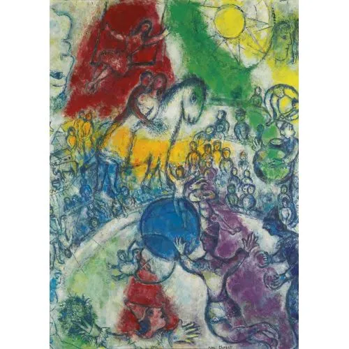 Marc Chagall Köyün Sirki Sürrealizm Marc Chagall Köyün Sirki Sürrealizm Sanat Akımları Kanvas Efektli Tablo, Resim Kağıdı Baskısı, Reprodüksiyon ve