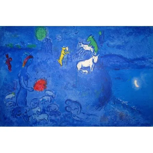 Marc Chagall Daphnis Ve Chloe Iıı Sürrealizm Sanat Akımları Kanvas Efektli Tablo, Resim Kağıdı Baskısı, Reprodüksiyon
