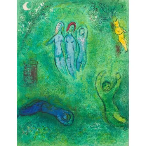 Marc Chagall Daphnis Rüyası Sürrealizm Marc Chagall Daphnis Rüyası Sürrealizm Sanat Akımları Kanvas Efektli Tablo, Resim Kağıdı Baskısı, Reprodüksiyon ve