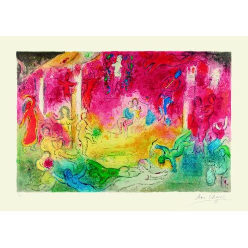 Marc Chagall Daphnis Et Chloe Iv Surrealism Art Movements Canvas, Drawing Paper Prints, Reproduction Oil Painting and High