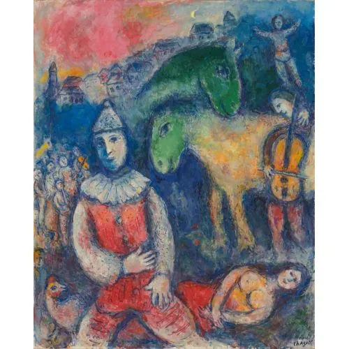 Marc Chagall Deux Anes VertsII Surrealism Art Movements Canvas, Drawing Paper Prints, Reproduction Oil Painting and High
