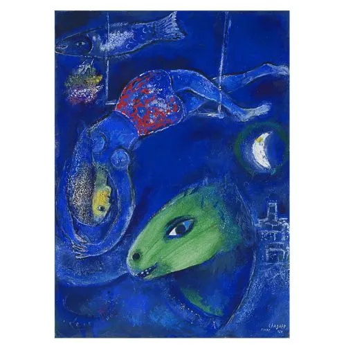 Marc Chagall, Etude Pour Le Cirque Bleu Ou Acrobate A Lane Vert Surrealism Marc Chagall Etude Pour Le Cirque Bleu Ou Acrobate A Lane Vert Surrealism Art Movements Canvas, Drawing Paper Prints