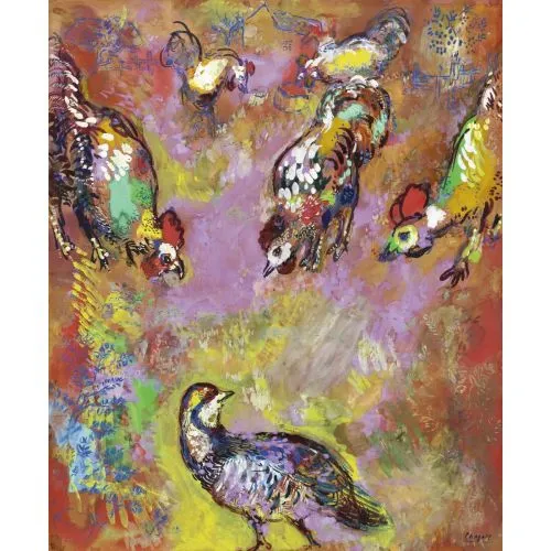 Marc Chagall Çeşmenin Masalları Sürrealizm Sanat Akımları Kanvas Efektli Tablo, Resim Kağıdı Baskısı, Reprodüksiyon