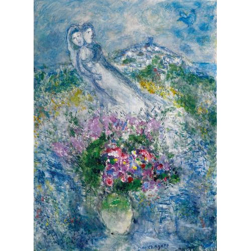 Marc Chagall Fleurs De Vence Surrealism Art Movements Canvas, Drawing Paper Prints, Reproduction Oil Painting and High Resolution