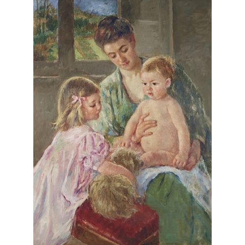 Mary Cassatt, A Children Playing With A Dog