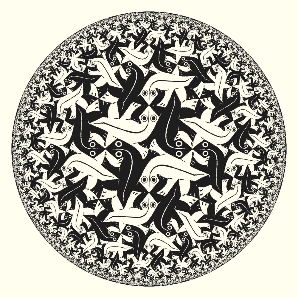 Maurits Cornelis Escher Çember Sınırı Iı Op Art Maurits Cornelis Escher Çember Sınırı Iı Op Art Sanat Akımları Kanvas Efektli Tablo, Resim Kağıdı Baskısı