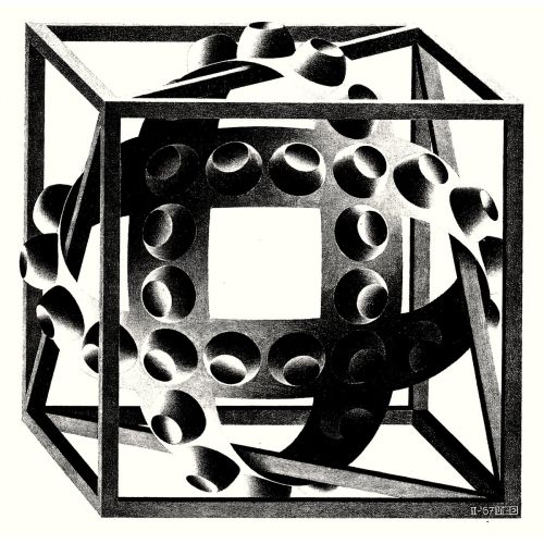 Maurits Cornelis Escher, Cube With Magic Ribbons