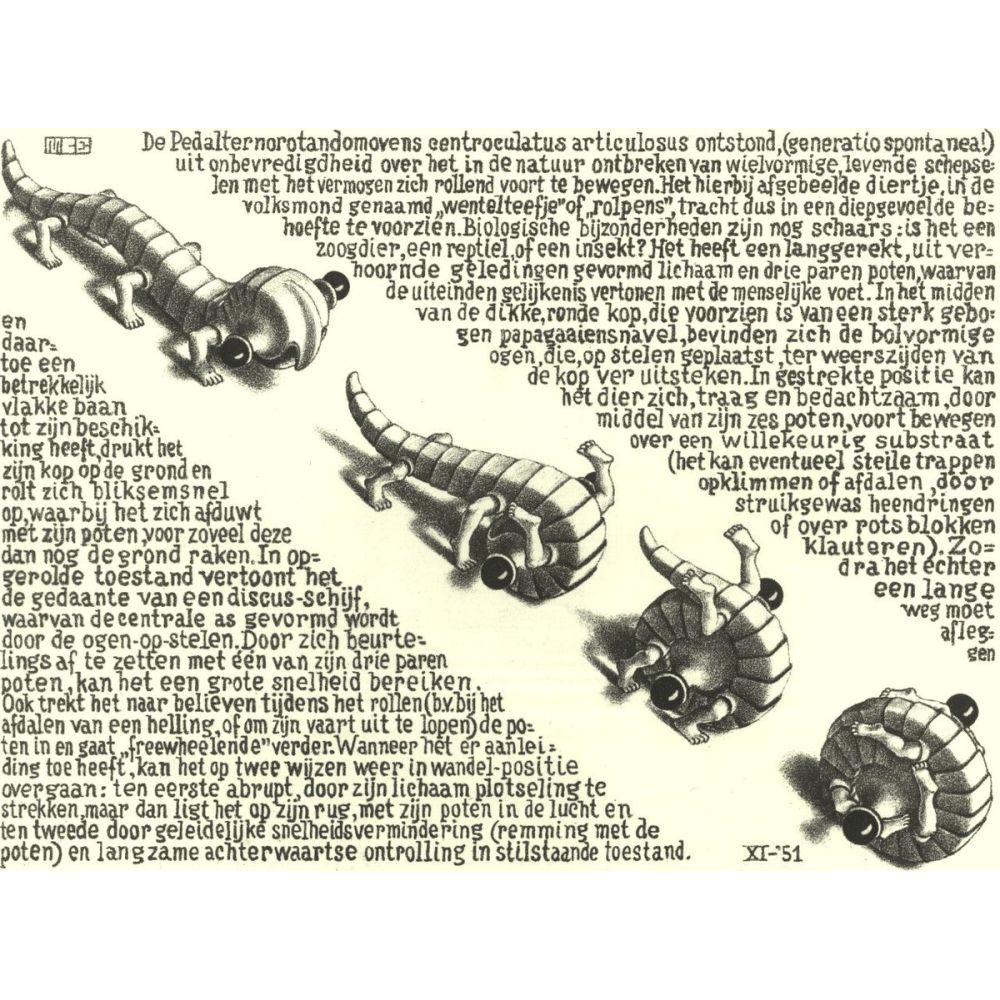 Maurits Cornelis Escher Kıvrılmak Sürrealizm Sanat Akımları Kanvas Efektli Tablo, Resim Kağıdı Baskısı, Reprodüksiyon