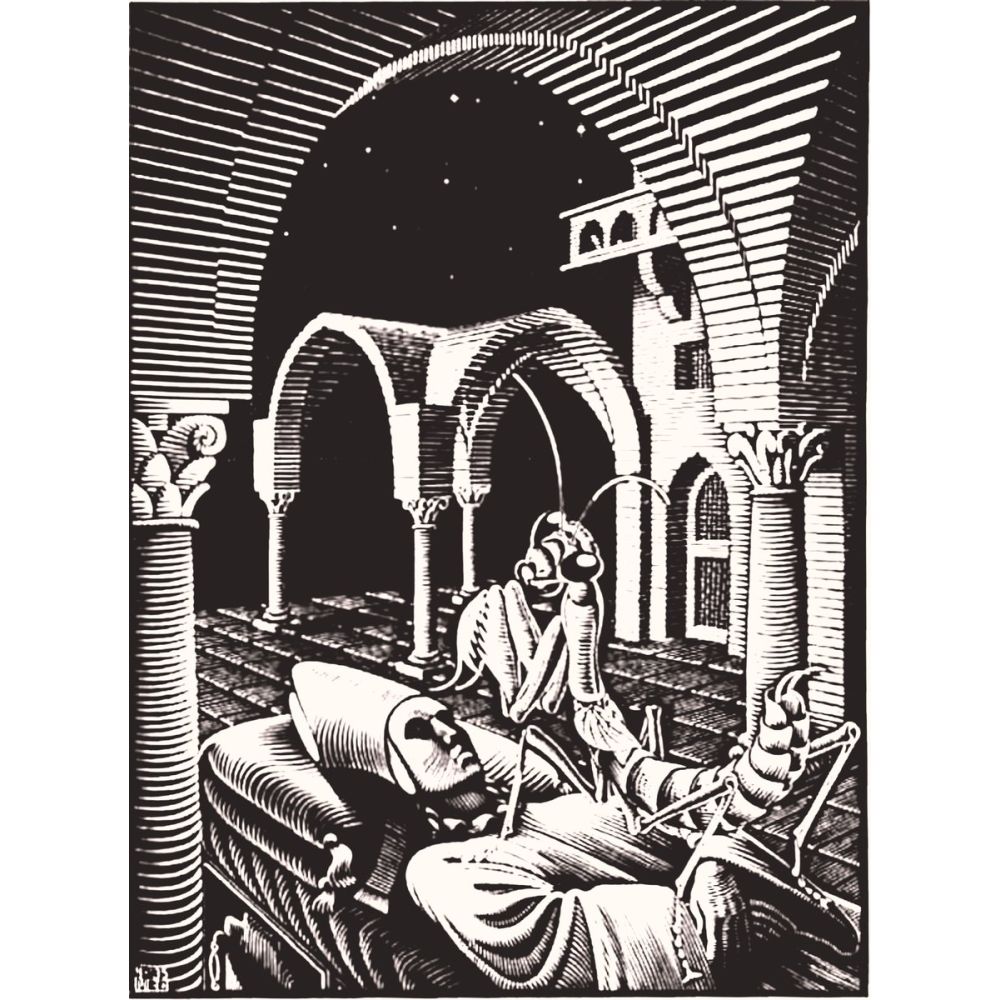 Maurits Cornelis Escher Peygamber Devesi Rüya Sürrealizm Maurits Cornelis Escher Peygamber Devesi Rüya Sürrealizm Sanat Akımları Kanvas Efektli Tablo, Resim Kağıdı Baskısı