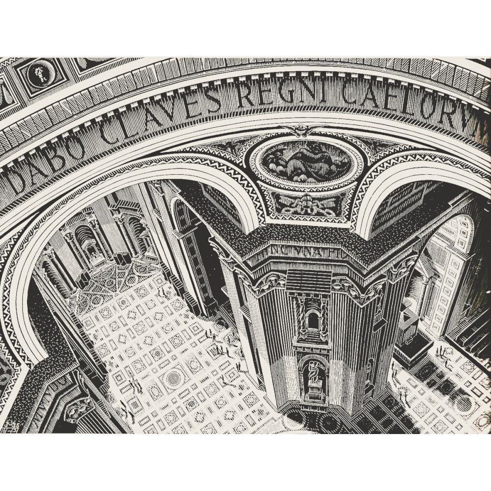 Maurits Cornelis Escher St Peter Roma İçinde Realizm Sanat Akımları Kanvas Efektli Tablo, Resim Kağıdı Baskısı