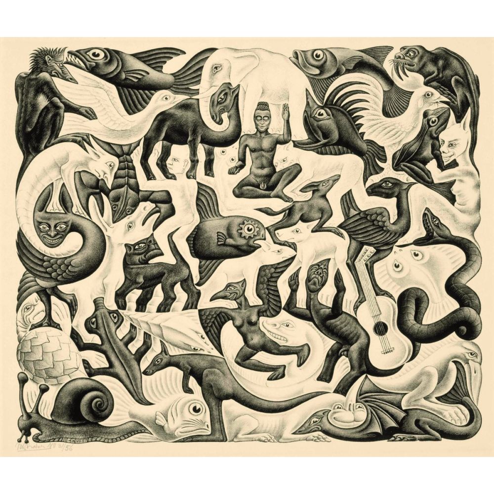 Maurits Cornelis Escher Yüzey Doldurma Iı Sürrealizm Maurits Cornelis Escher Yüzey Doldurma Iı Sürrealizm Sanat Akımları Kanvas Efektli Tablo, Resim Kağıdı Baskısı