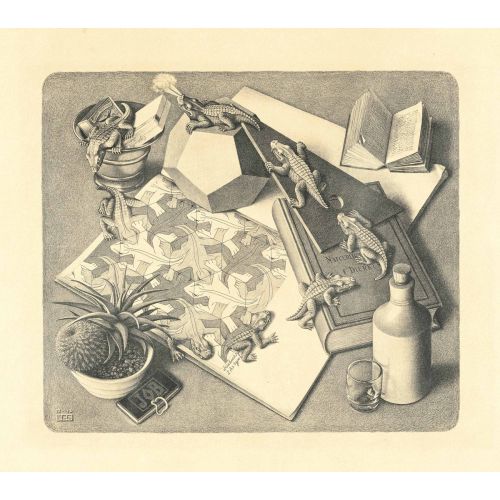 Maurits Cornelis Escher, Reptiles Surrealism Maurits Cornelis Escher Reptiles Surrealism Art Movements Canvas, Drawing Paper Prints, Reproduction Oil Painting and High