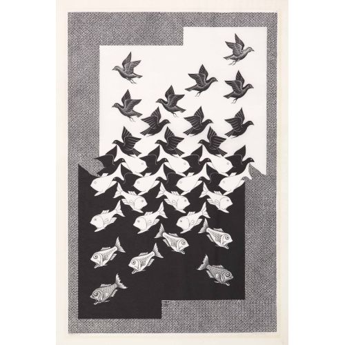 Maurits Cornelis Escher Sky And WaterII Op Art Art Movements Canvas, Drawing Paper Prints, Reproduction Oil Painting and High
