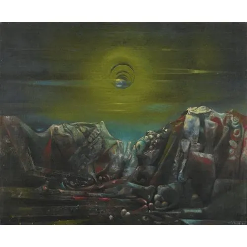 Max Ernst, Moon II Surrealism Max Ernst MoonII Surrealism Art Movements Canvas, Drawing Paper Prints, Reproduction Oil Painting and High Resolution Image