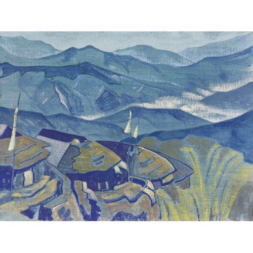 Nicholas Roerich, Village From The Himalayan Series Symbolism Art Movements Canvas, Drawing Paper Prints, Reproduction Oil