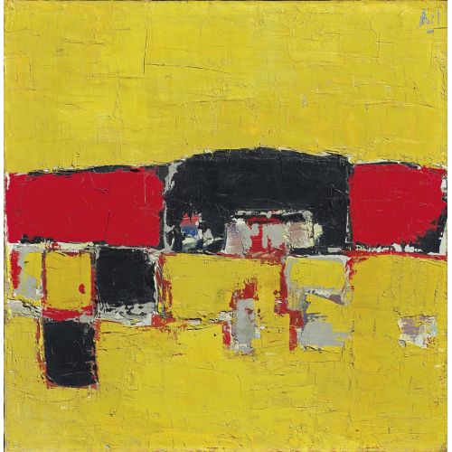 Nicolas De Stael, Composition Rouge Et Noir Sur Fond Jaune Nicolas De Stael, Composition Rouge Et Noir Sur Fond Jaune