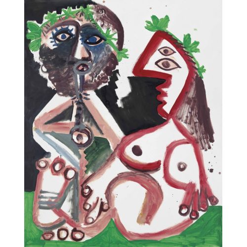 Pablo Picasso, Flute Player And Woman Naked With Balloon Pablo Picasso, Flute Player And Woman Naked With Balloon