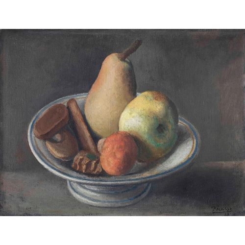 Pablo Picasso, Fruit Bowl With Fruits Still Life Pablo Picasso Fruit Bowl With Fruits Still Life Canvas Prints Pablo Picasso Fruit bowl With fruits Oil Painting Canvas:Arthipo