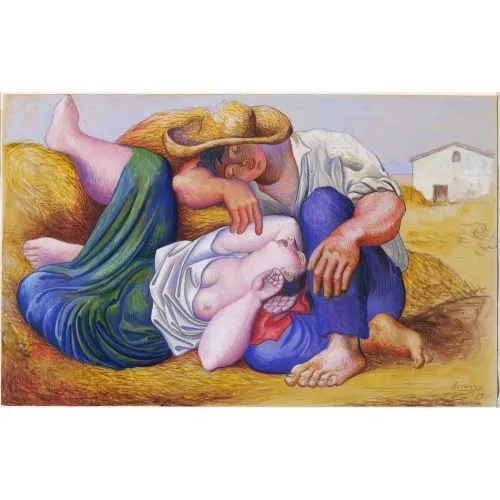 Pablo Picasso, Sleeping Peasants People Pablo Picasso Sleeping Peasants Cubism Art Movements Canvas print, oil painting replica, artworks, painting paper print or