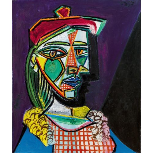 Pablo Picasso, Woman With Beret And Checkered Dress