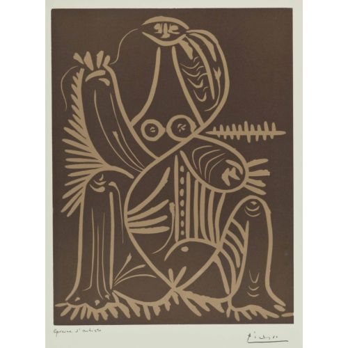 Pablo Picasso, Woman Sitting In Beach Pajamas
