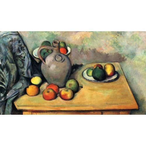 Paul Cezanne, Still Life, Pitcher And Fruits On A Table