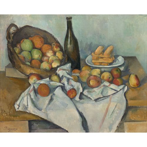 Paul Cezanne, Şişe Ve Elma Sepetli Natürmort Paul Cezanne, Şişe Ve Elma Sepetli Natürmort