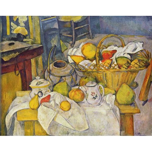 Paul Cezanne Still Life With Fruit Basket Post Impressionism Art Movements Canvas, Drawing Paper Prints, Reproduction Oil