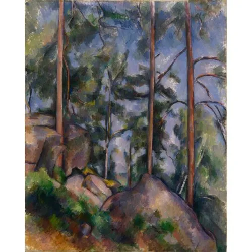 Paul Cezanne, Çamlar Ve Kayalar Post Empresyonizm Sanat Akımları Kanvas Efektli Tablo, Resim Kağıdı Baskısı