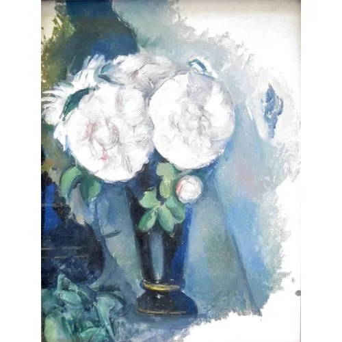Paul Cezanne Flowers In A Blue Vase Post Impressionism Art Movements Canvas, Drawing Paper Prints, Reproduction Oil Painting and