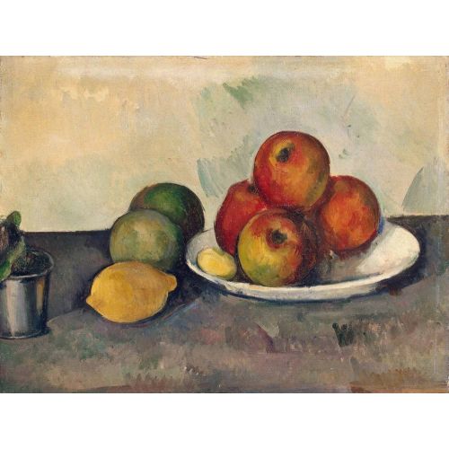 Paul Cezanne Elmalı Natürmort Post Empresyonizm Sanat Akımları Kanvas Efektli Tablo, Resim Kağıdı Baskısı