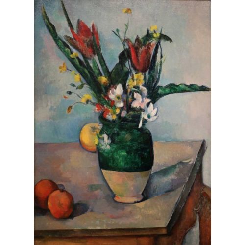 Paul Cezanne Lale Vazosu Post Empresyonizm Sanat Akımları Kanvas Efektli Tablo, Resim Kağıdı Baskısı, Reprodüksiyon ve