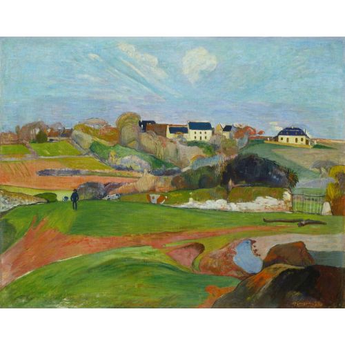 Landscape At Le Pouldu - Paul Gauguin Post Impressionism Art Movements Canvas, Drawing Paper Prints, Reproduction Oil Painting