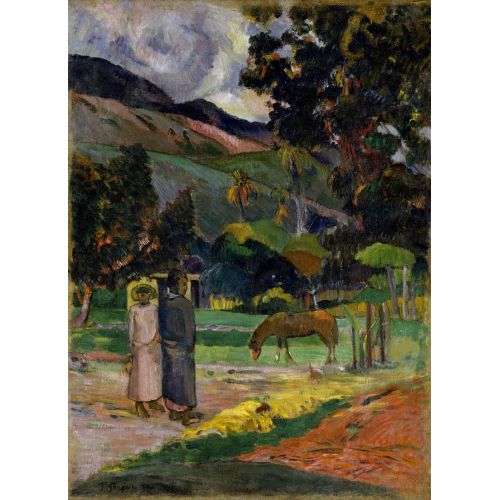 Tahitian Landscape - Paul Gauguin Post Impressionism Art Movements Canvas, Drawing Paper Prints, Reproduction Oil Painting and