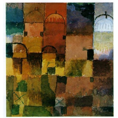 Paul Klee, Red And White Domes Watercolor Painting